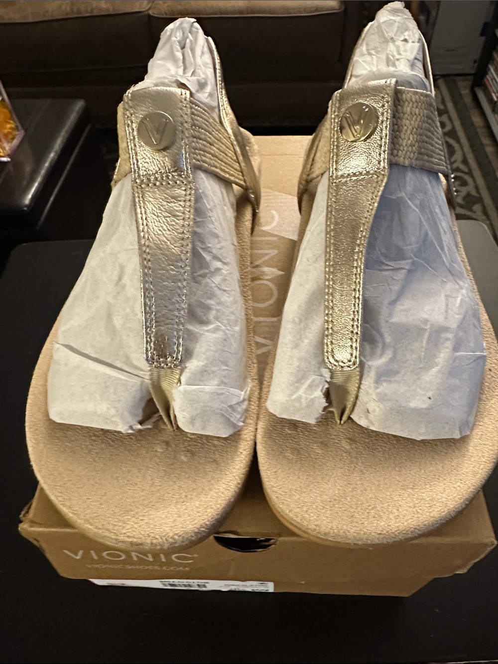 Vionic Metallic Gold Thong Sandals